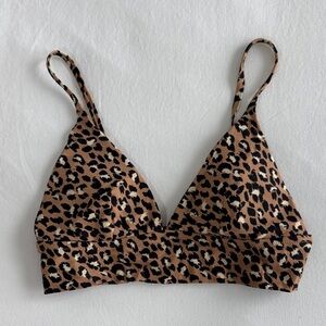 Aerie Leopard Triangle Bikini Top Adjustable Straps Medium